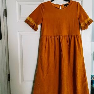 Roolee mustard midi dress